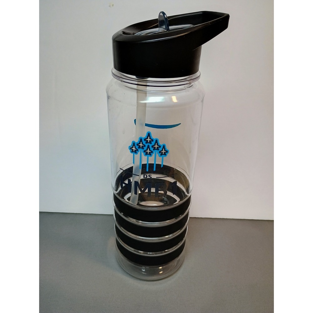 Amazon Employee Swag Blue Angels DS HMB1 Pensacola Clear Water Bottle Flip Straw